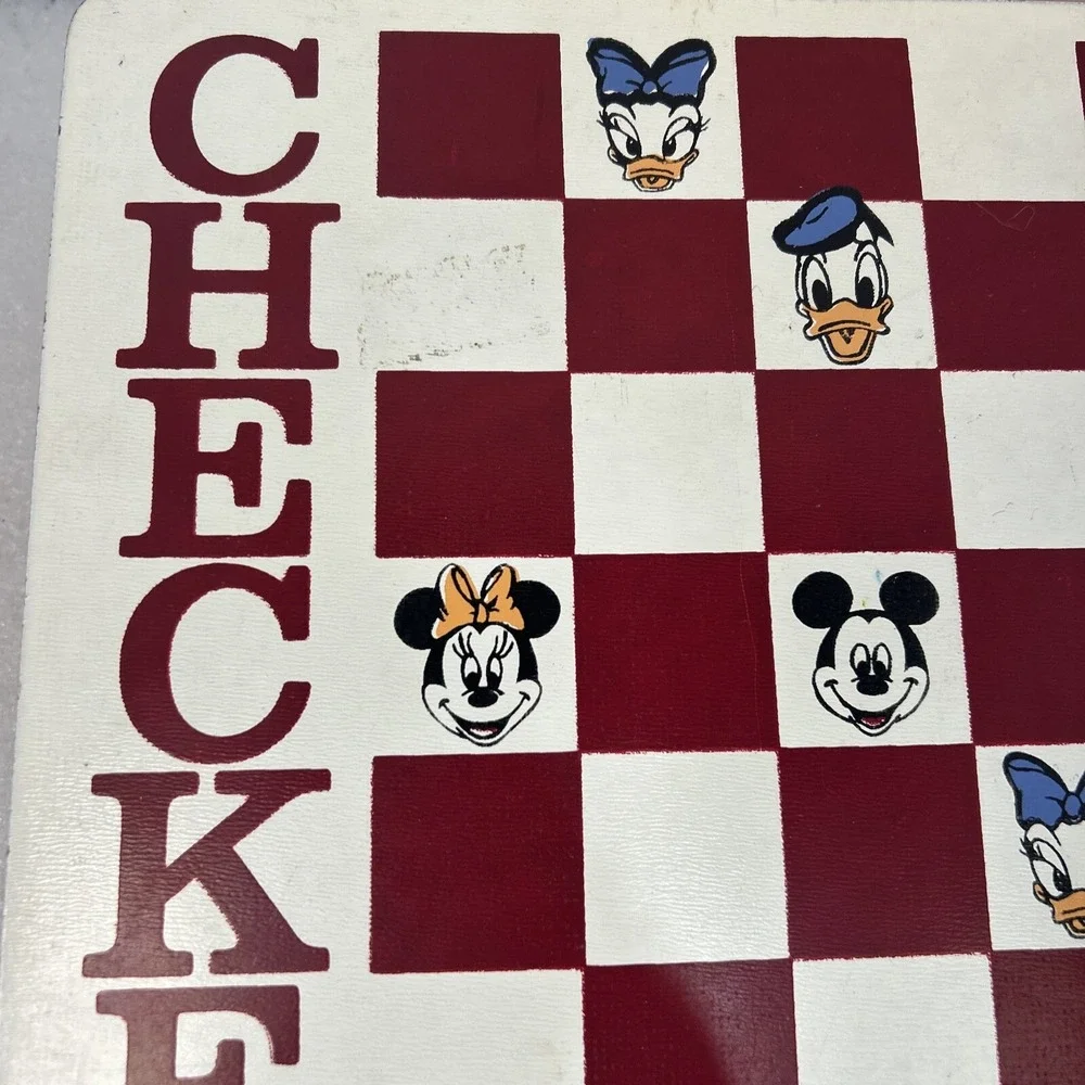 Vintage Walt Disney Bean Bag Checkers Checkered Board Read Stained Missing Piece